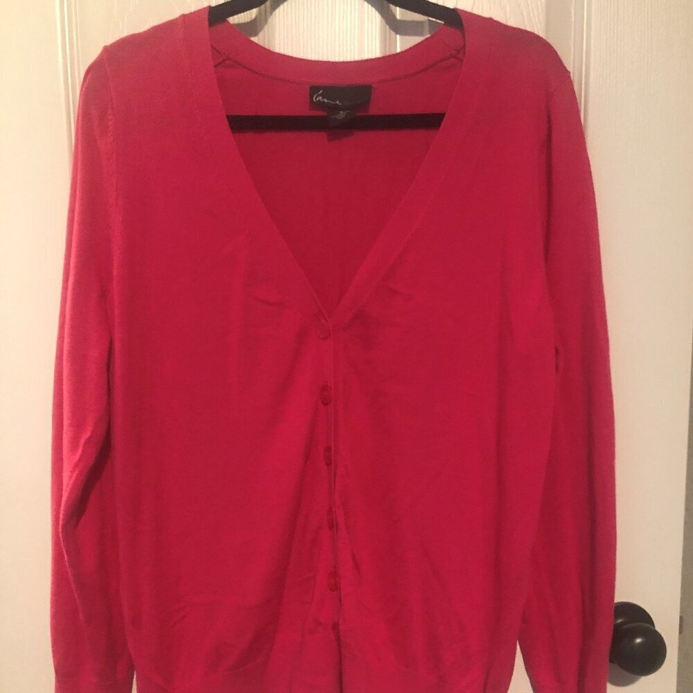 Lane Bryant pink v neck‎ button up long sleeve cardigan sweater size 16